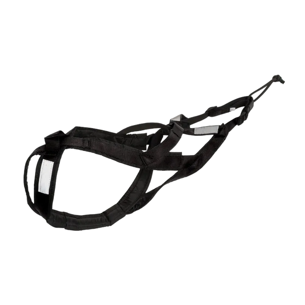 Harnais canicross réfléchissant noir, vue du harnais type croisé