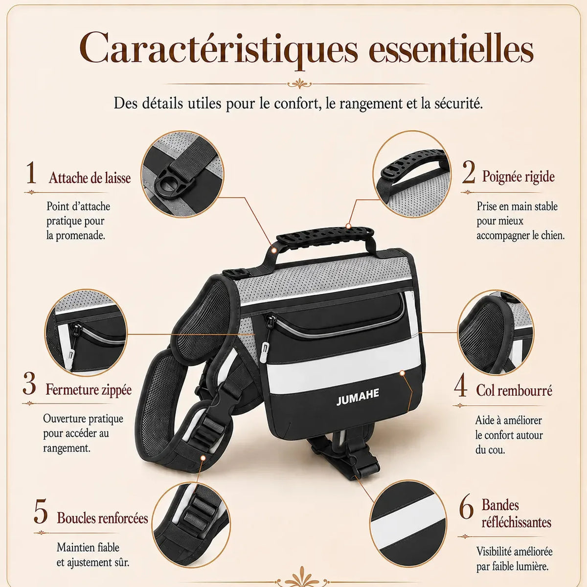 Caractéristiques essentielles du Harnais Randonnée Sacoche Noir
