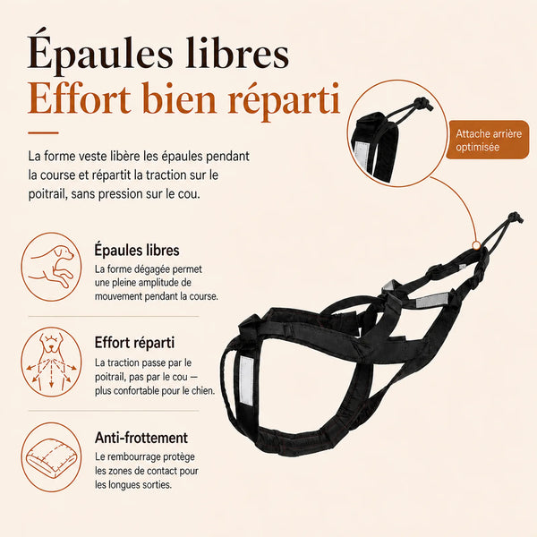 Harnais canicross rouge - epaules libres effort reparti