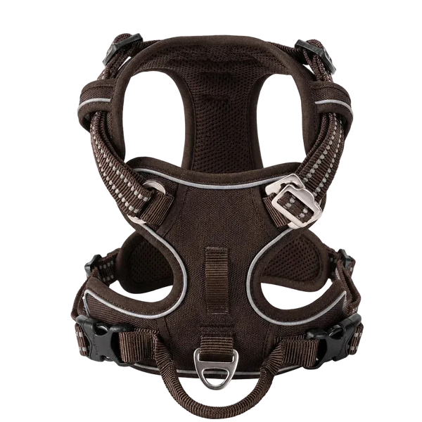 Harnais chien anti-traction ergonomique, coloris marron, vue produit