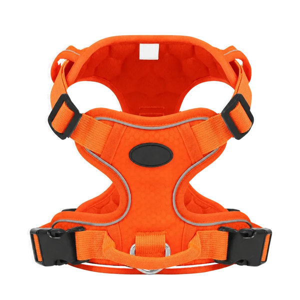Harnais chien Anti Traction Réfléchissant coloris orange