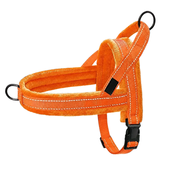 Harnais chien anti traction rembourré orange
