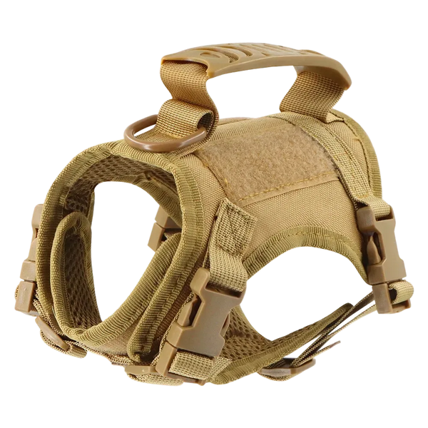 Harnais petit chien Tactique Léger coloris sable, vue de profil