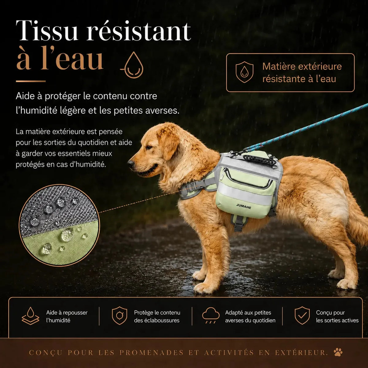 Tissu résistant à l'eau du Harnais Randonnée Sacoche Vert