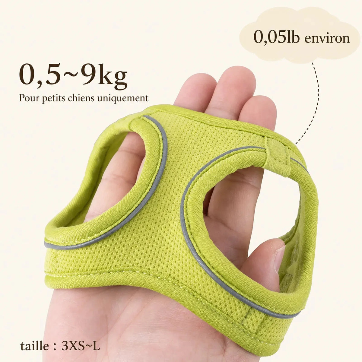 Harnais Chiot Respirant Multicolore - Poids et taille