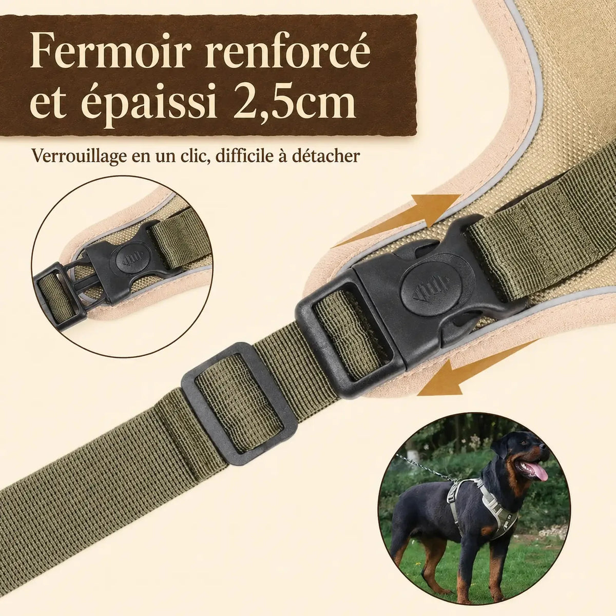 Harnais Tactique Chien Oxford - Fermoir renforcé