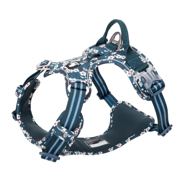 Harnais anti traction floral bleu 