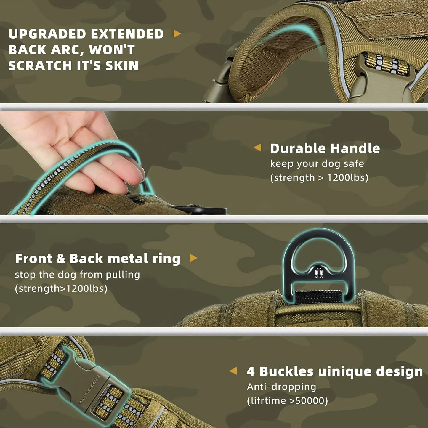 Harnais Chien Anti Traction Tactique