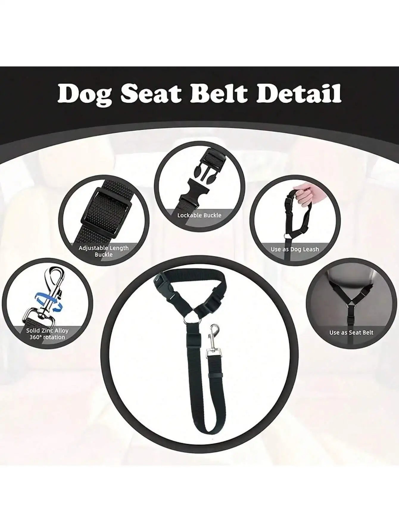 Attache Chien Voiture Appuie-Tête