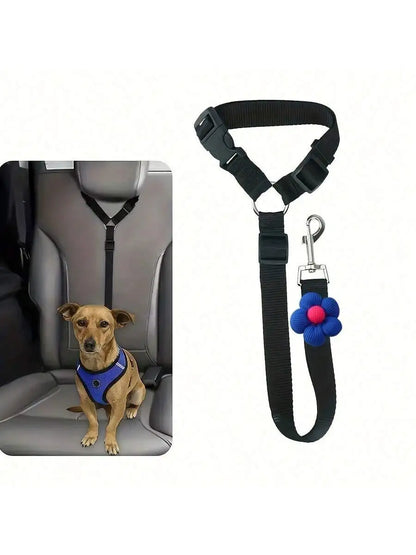 Attache chien voiture appuie-tête noire, chien attaché sur la banquette