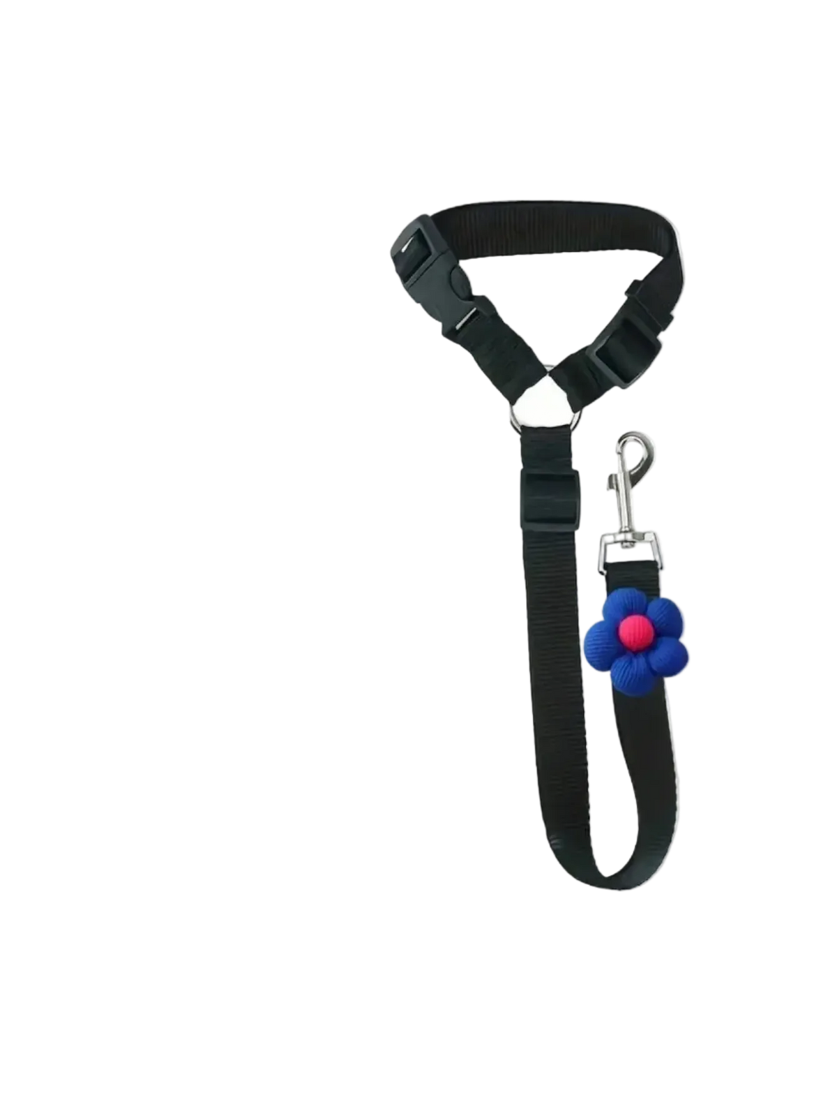 Attache chien voiture appuie-tête, sangle noire avec mousqueton