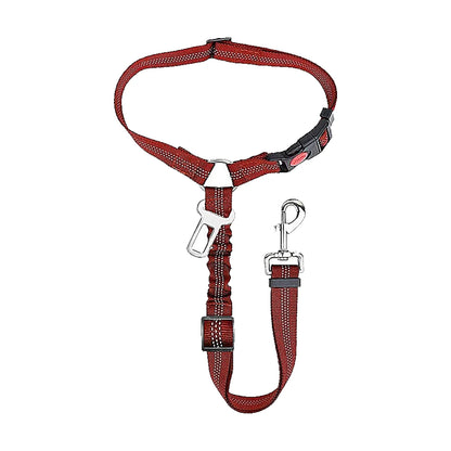 Ceinture chien voiture 2 en 1, coloris rouge bordeaux