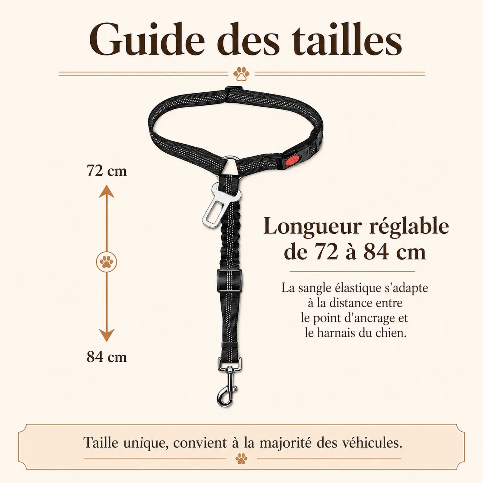 ceinture chien voiture 2 en 1 guide des tailles