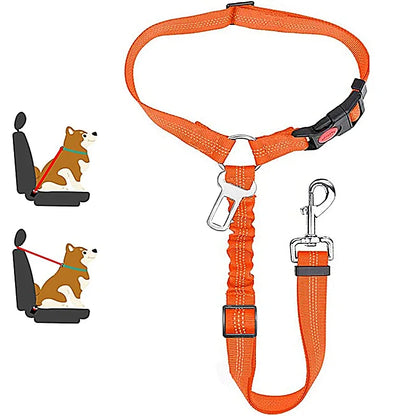 Ceinture chien voiture 2 en 1, coloris orange