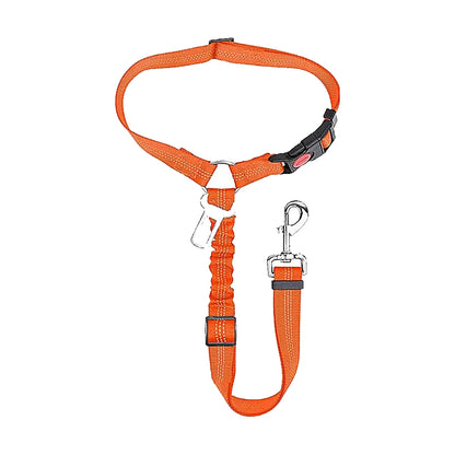 Ceinture chien voiture 2 en 1, coloris orange
