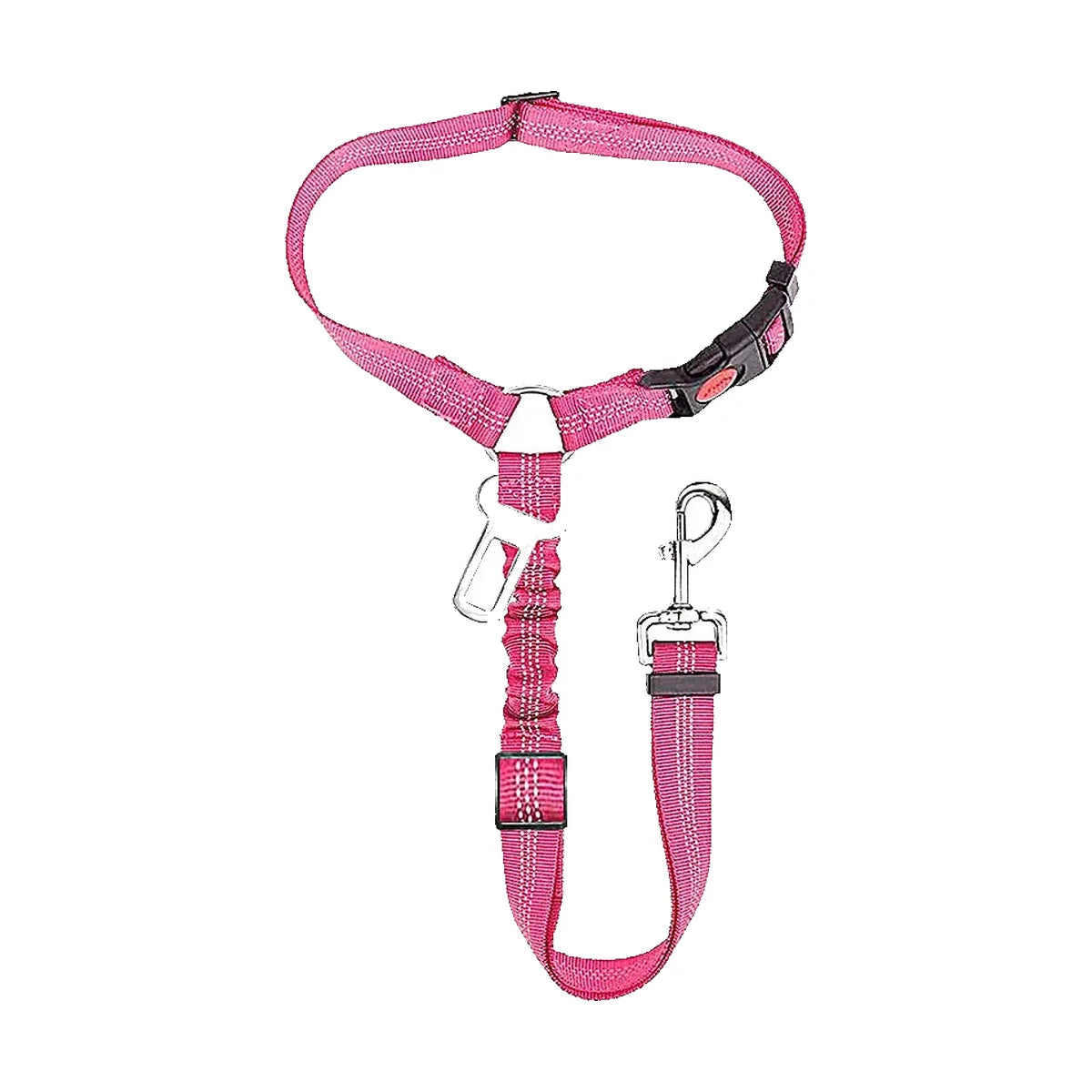 Ceinture chien voiture 2 en 1, coloris rose vif