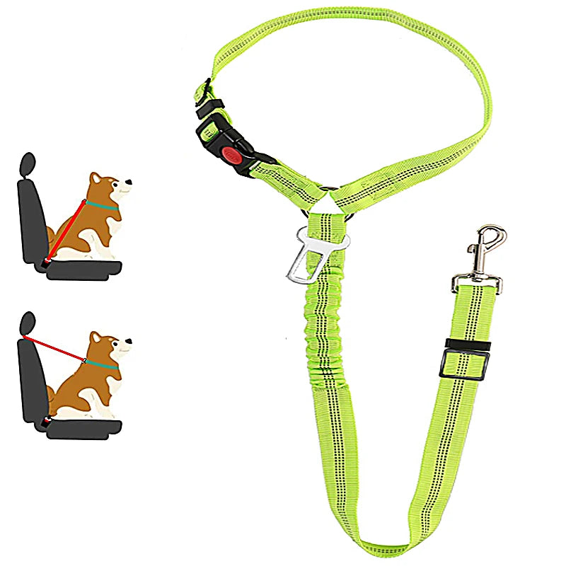 Ceinture chien voiture 2 en 1, coloris vert anis