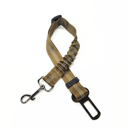 Ceinture de sécurité chien voiture élastique coloris coyote, section extensible