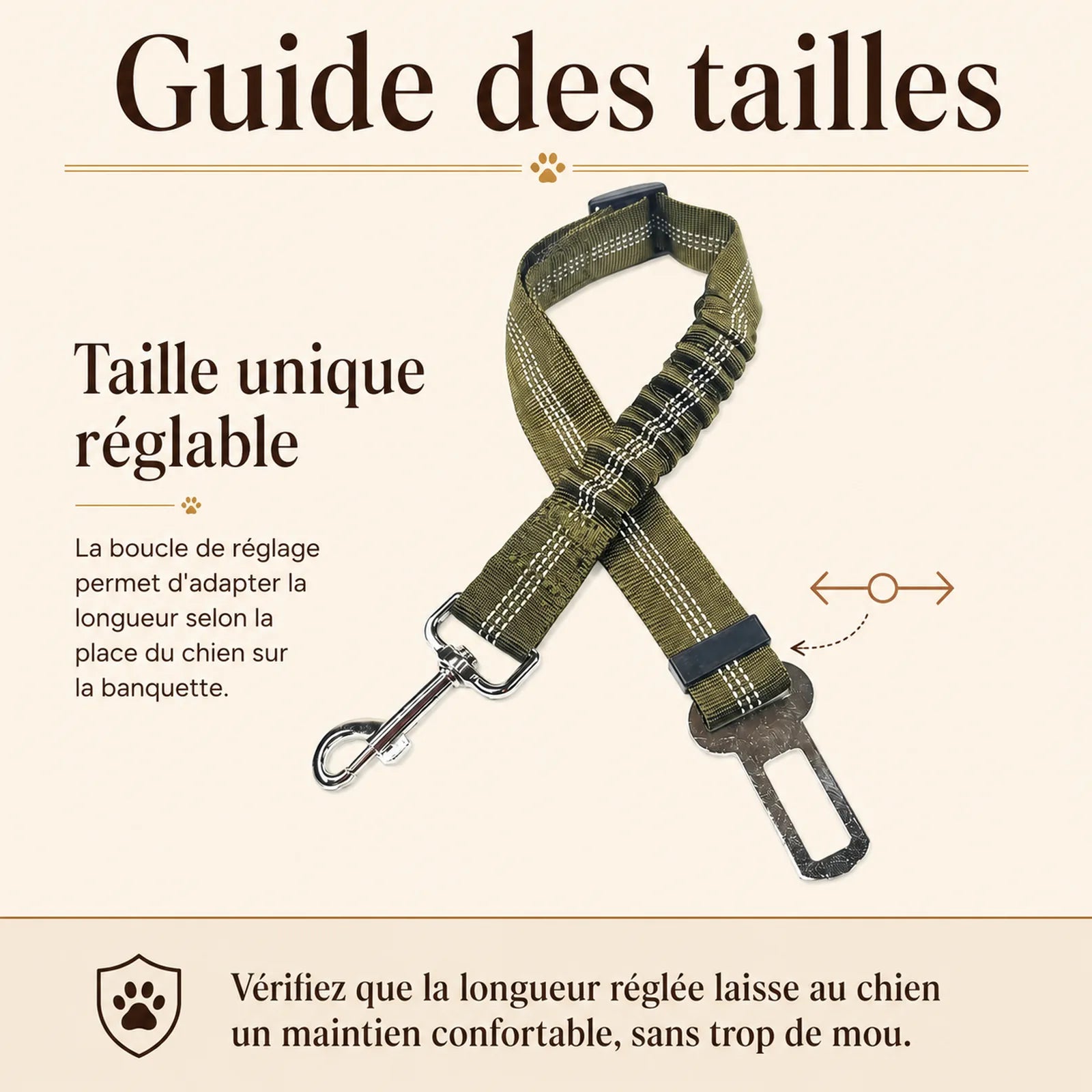ceinture chien voiture elastique guide des tailles