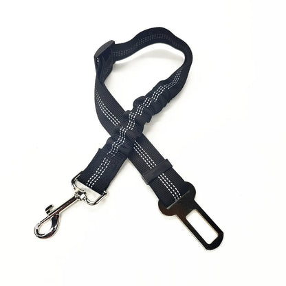 Ceinture de sécurité chien voiture élastique coloris noir, section extensible réfléchissante