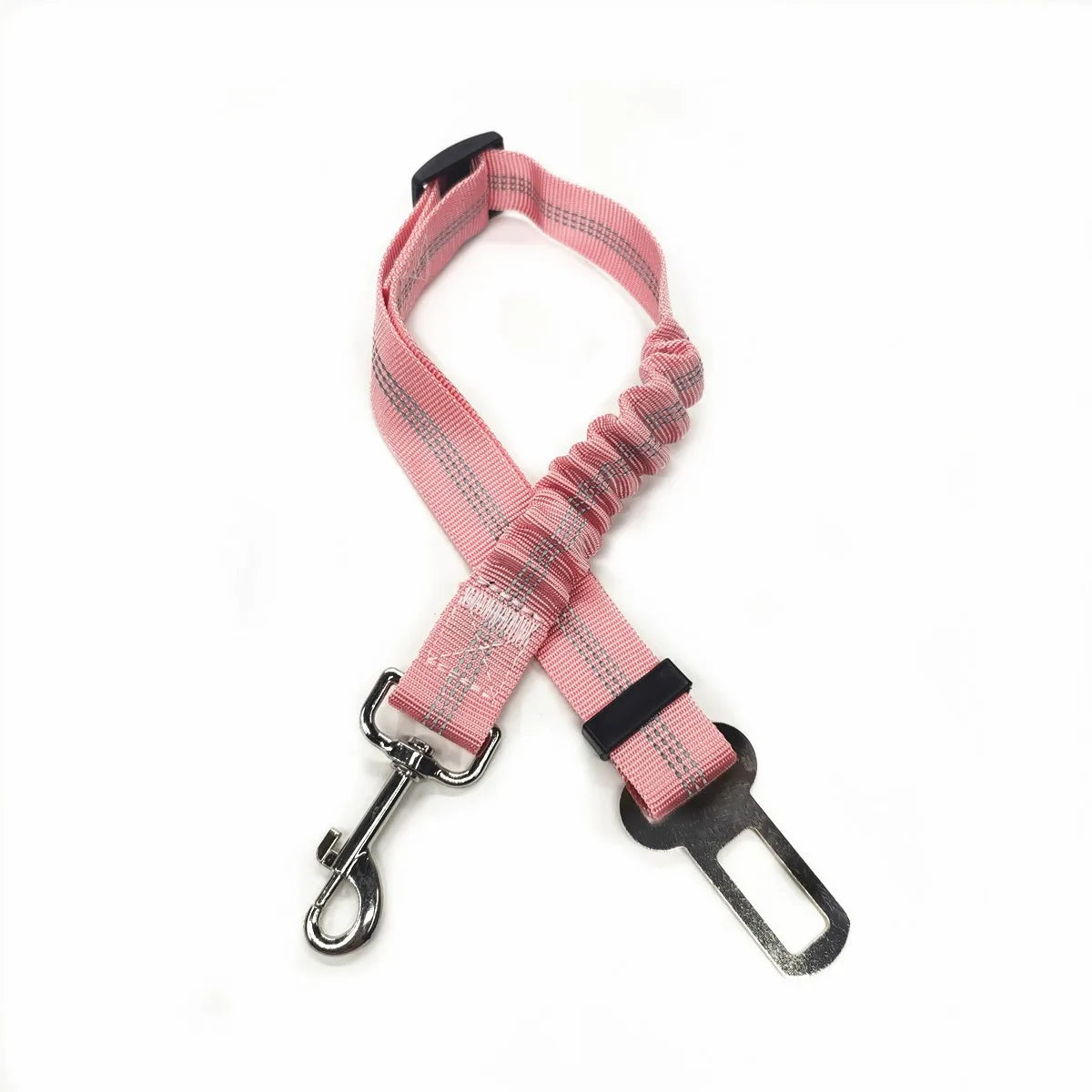 Ceinture de sécurité chien voiture élastique coloris rose, section extensible