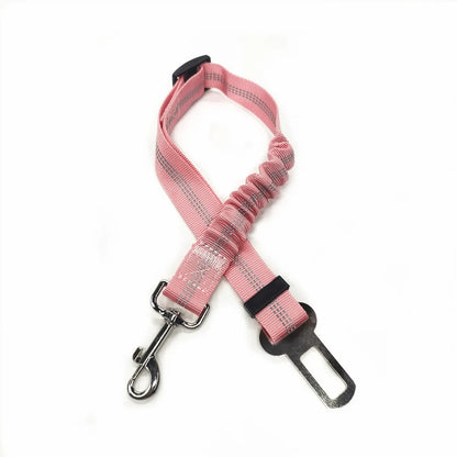 Ceinture de sécurité chien voiture élastique coloris rose, section extensible