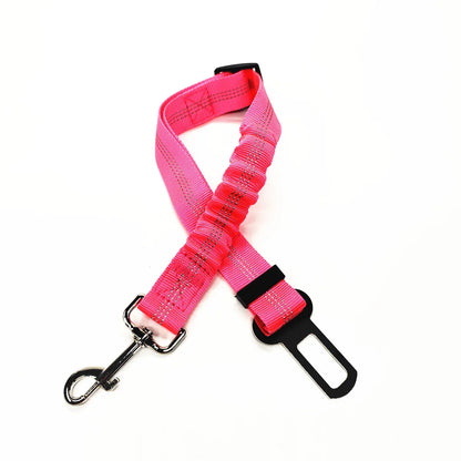 Ceinture de sécurité chien voiture élastique coloris rose vif