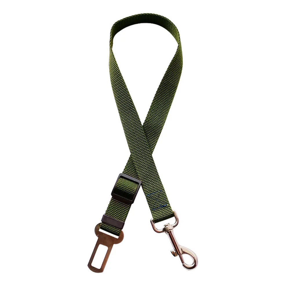 Ceinture de sécurité chien voiture élastique coloris vert olive