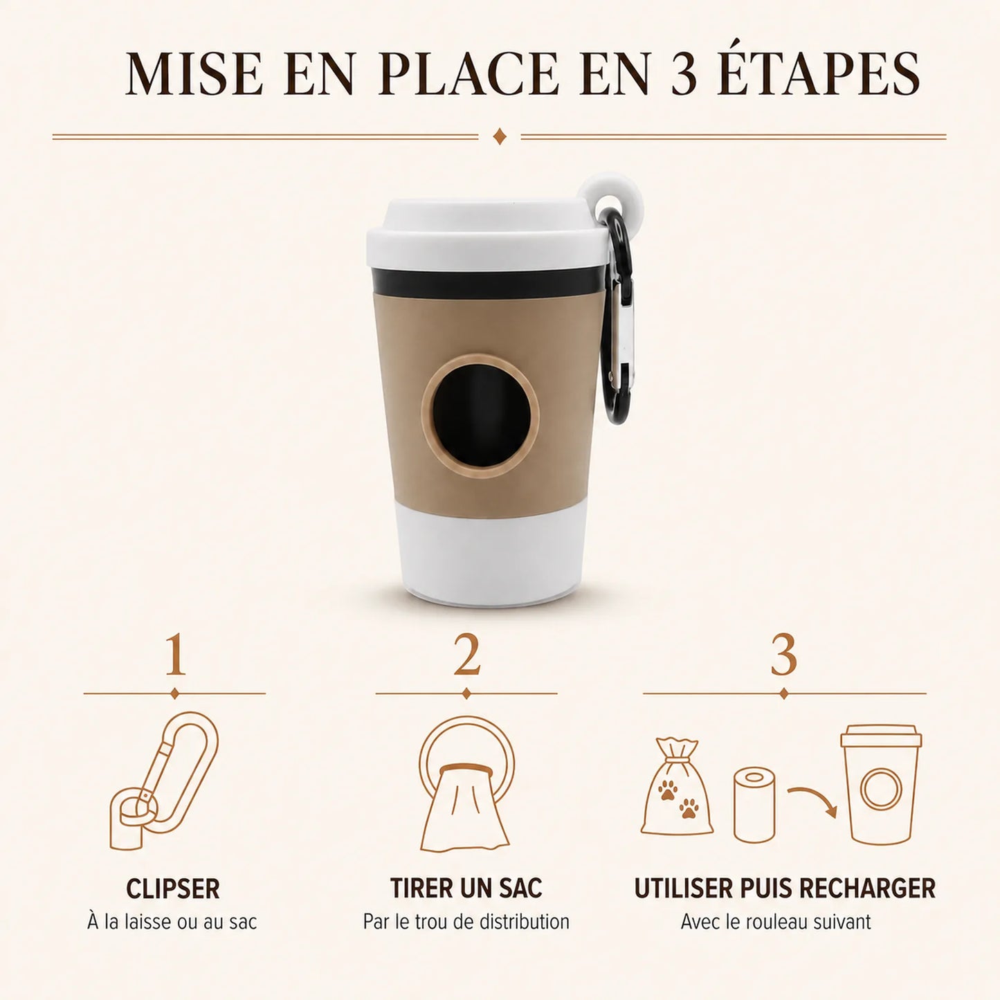 distributeur sacs crottes chien mise en place 3 etapes