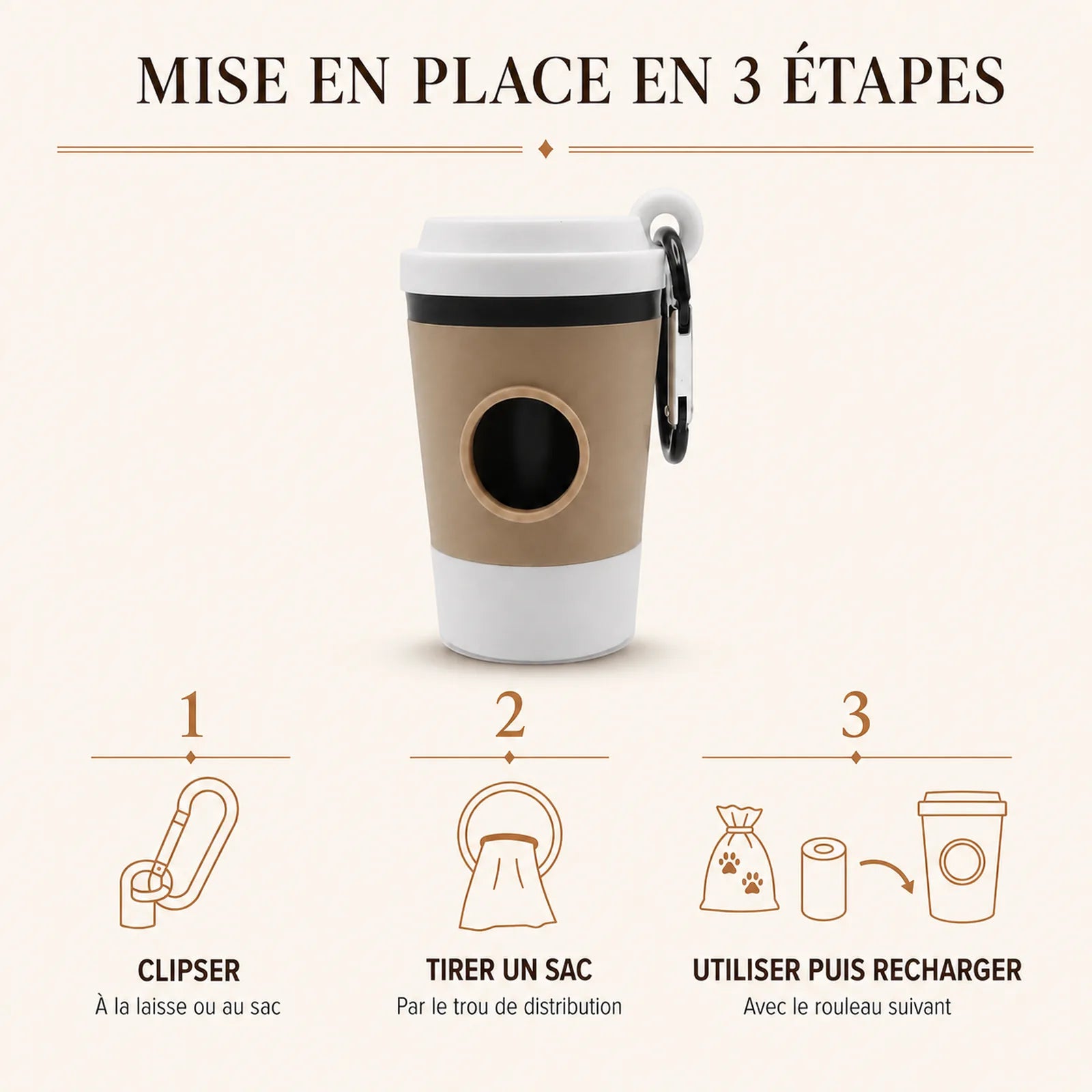 distributeur sacs crottes chien mise en place 3 etapes