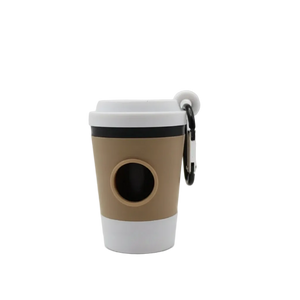 Distributeur de sacs à crottes pour chien en forme de gobelet à café, coloris beige