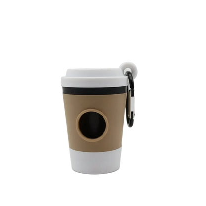 Distributeur de sacs à crottes pour chien en forme de gobelet à café, coloris beige