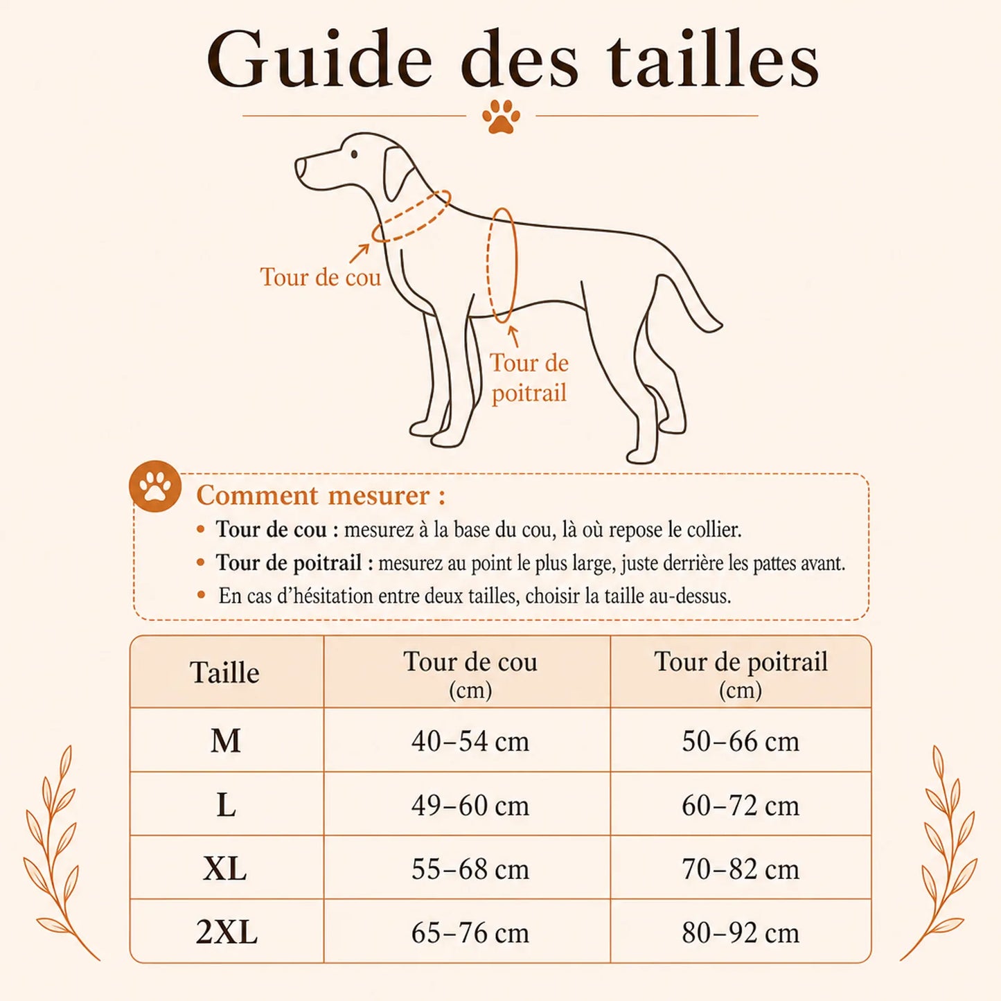 harnais canicross avec laisse guide des tailles