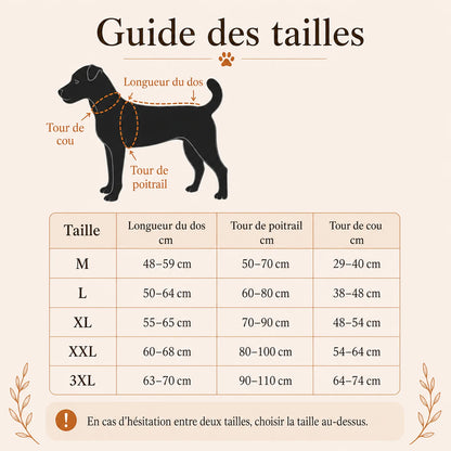 Harnais canicross noir - guide des tailles
