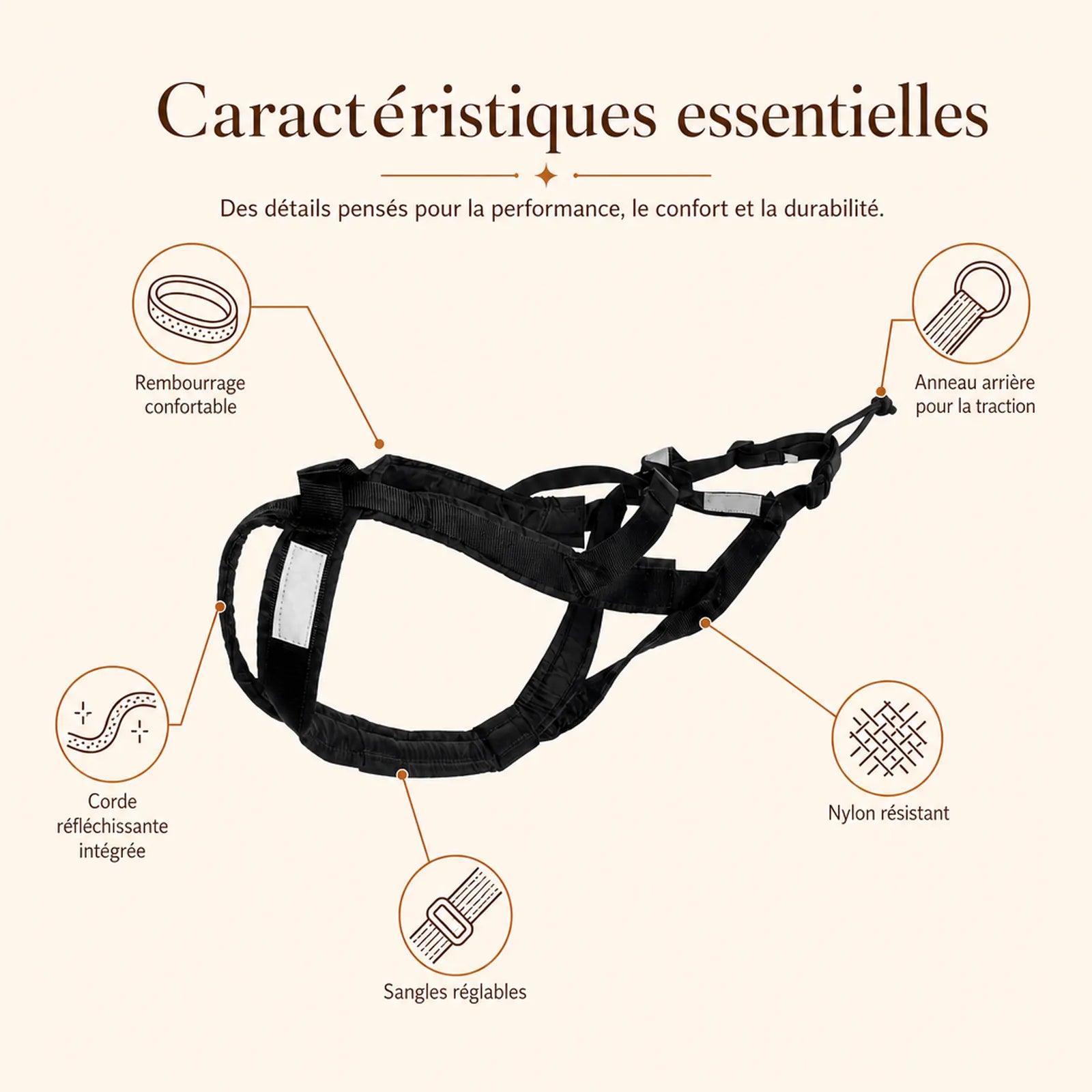 harnais canicross reflechissant jaune caracteristiques essentielles