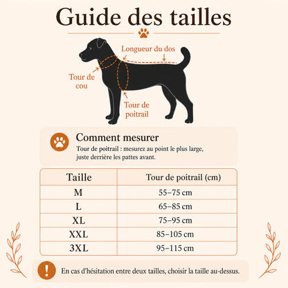 harnais canicross reflechissant noir guide des tailles