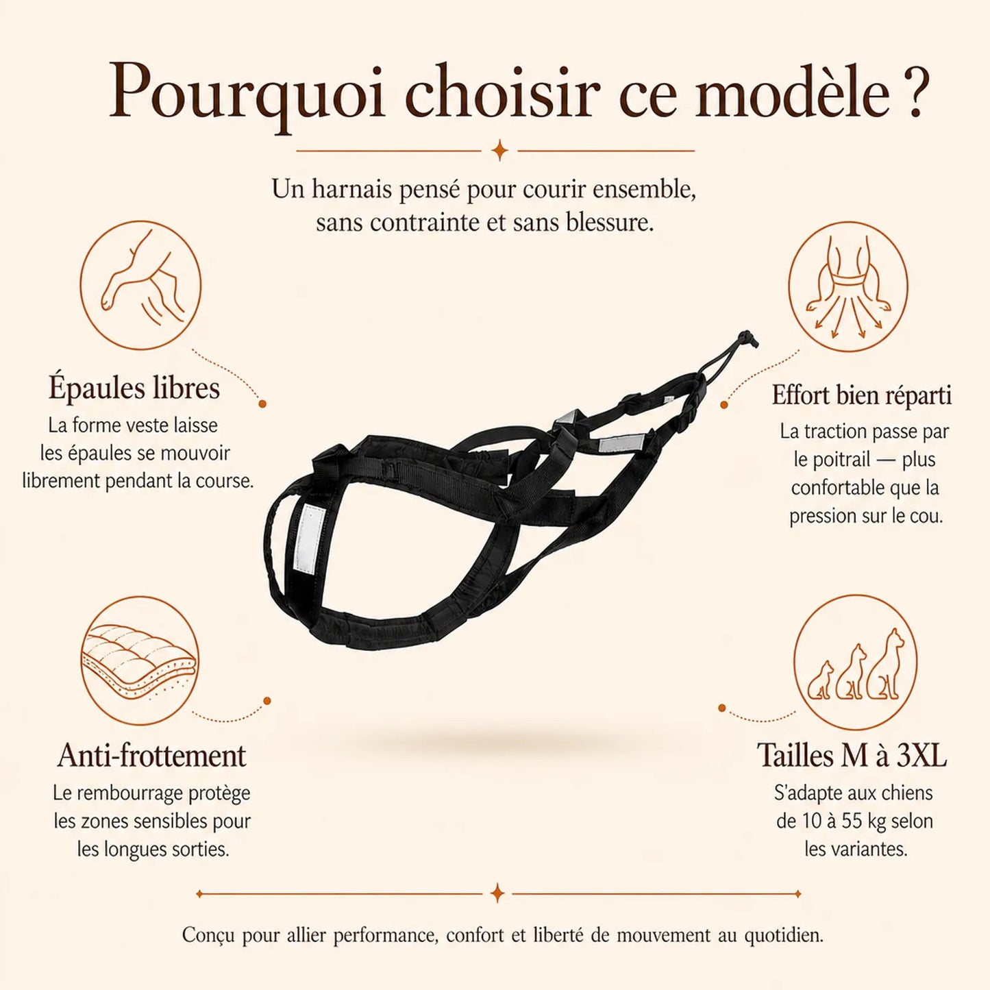 Harnais Canicross Réfléchissant Noir - pourquoi choisir ce modele - transfert ancienne fiche