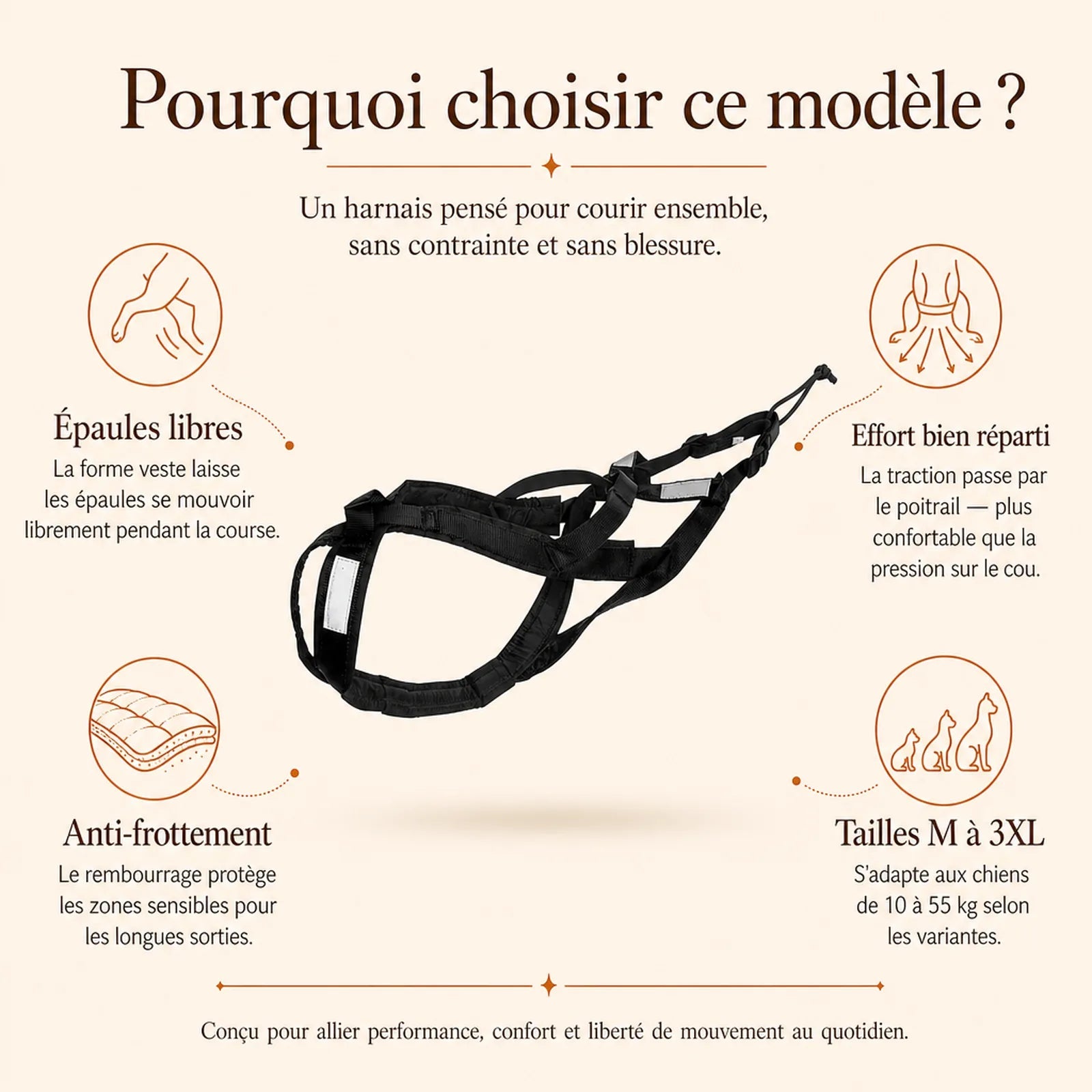 Harnais Canicross Réfléchissant Noir - pourquoi choisir ce modele - transfert ancienne fiche