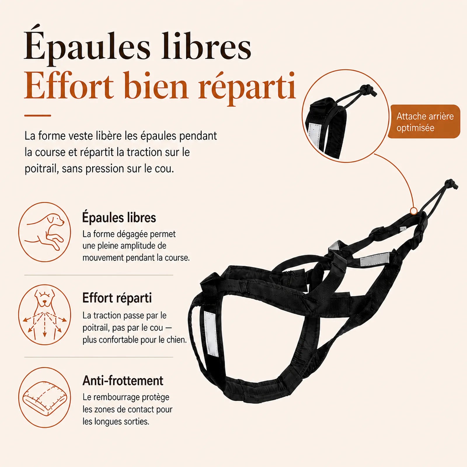 harnais canicross reflechissant rouge performance confort