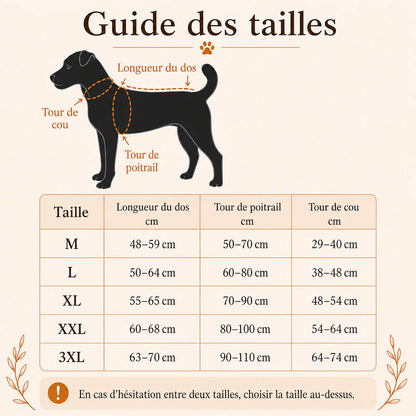 Harnais canicross rouge - guide des tailles