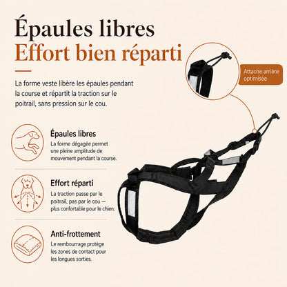Harnais canicross rouge - epaules libres effort reparti
