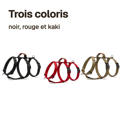 Harnais 3 points en trois coloris : noir, rouge et kaki