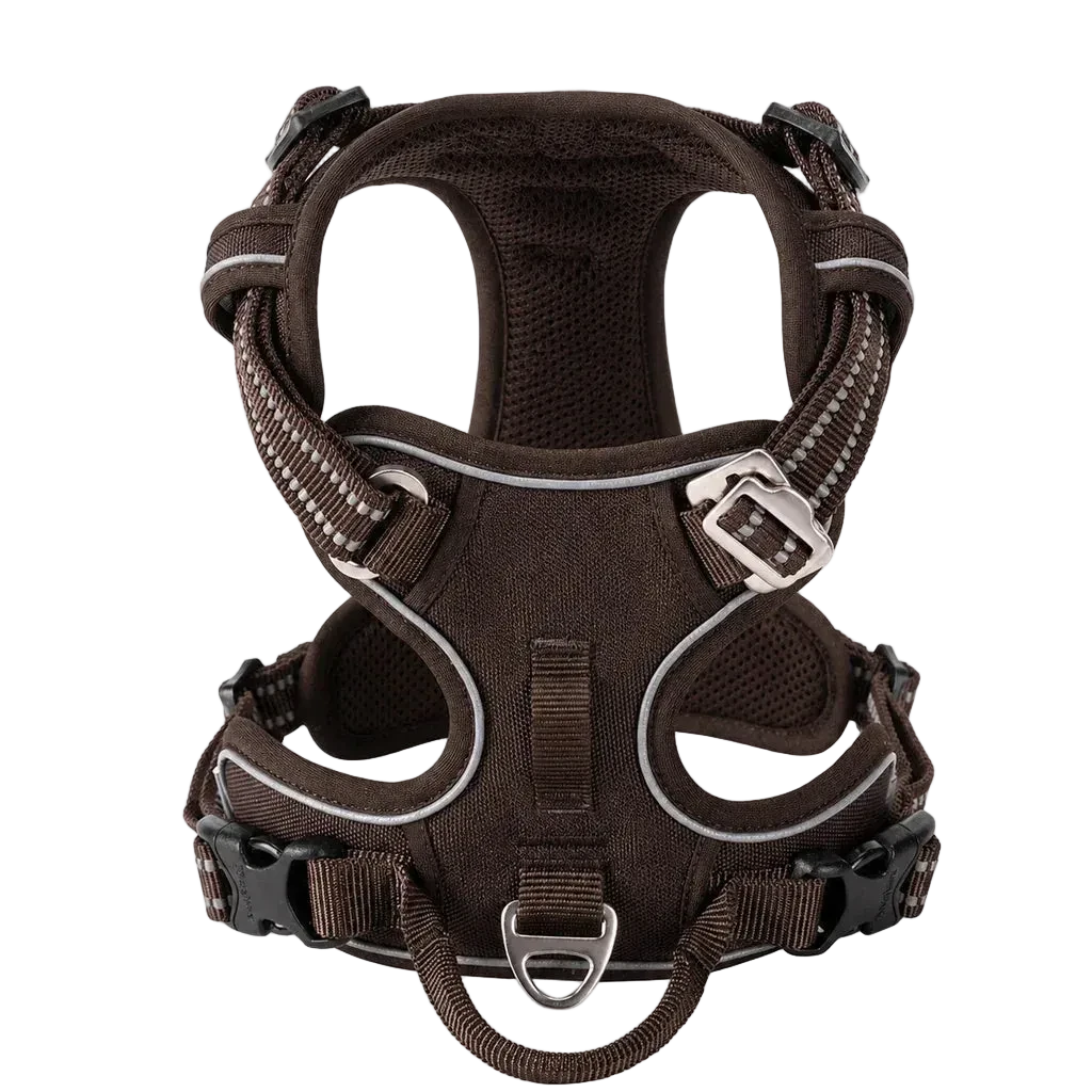 Harnais chien anti-traction ergonomique, coloris marron, vue produit