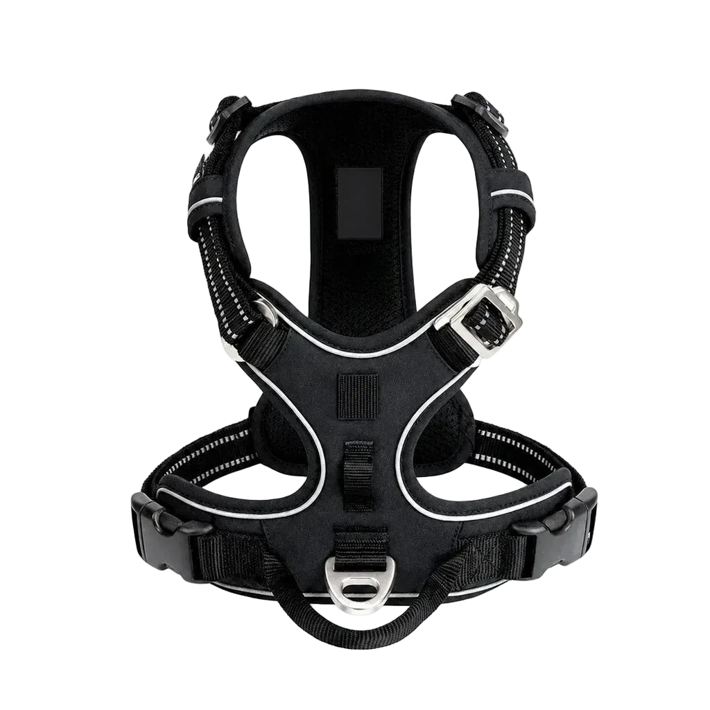 Harnais chien anti-traction ergonomique, coloris noir, vue produit