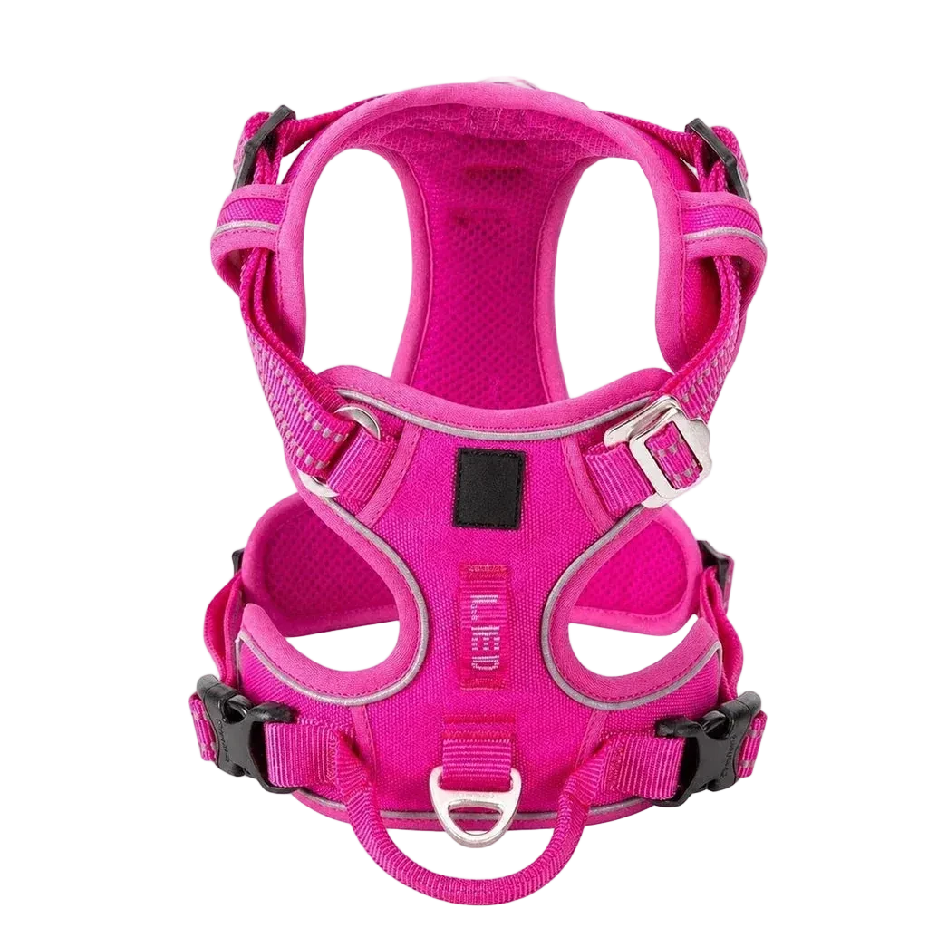 Harnais chien anti-traction ergonomique, coloris rose, vue produit