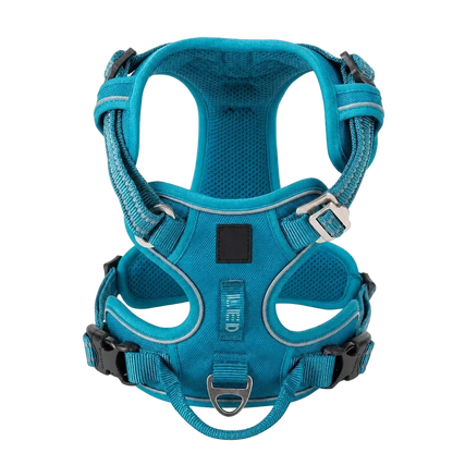 Harnais chien anti-traction ergonomique, coloris turquoise, vue produit