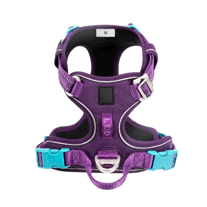 Harnais chien anti-traction ergonomique, coloris violet turquoise Cordura, vue produit