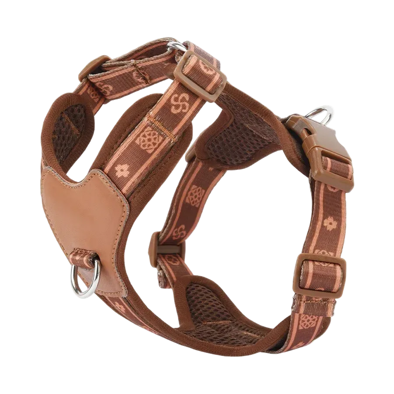 Harnais chien Anti Traction Léger coloris marron, vue de face