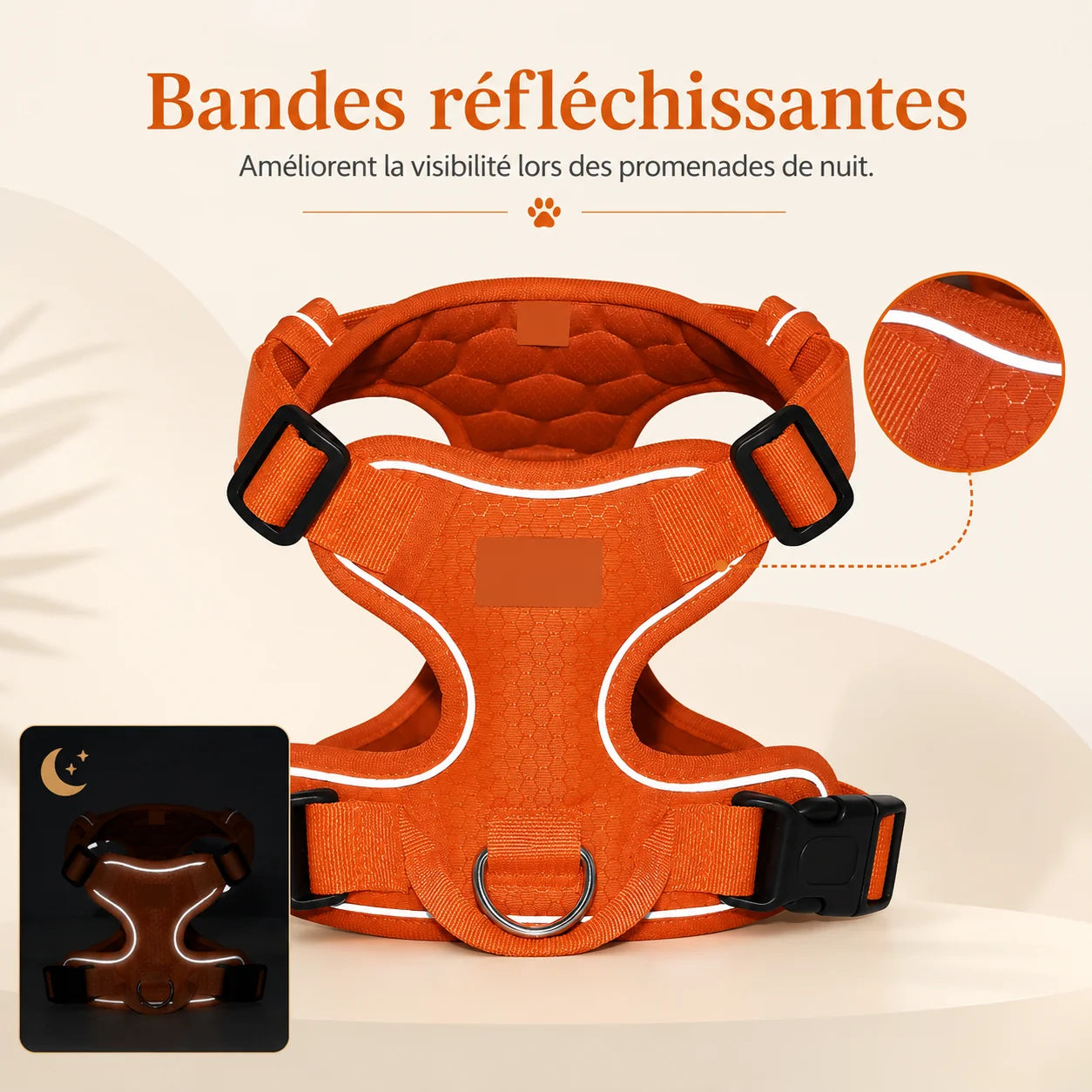 Harnais Chien Anti Traction Réfléchissant