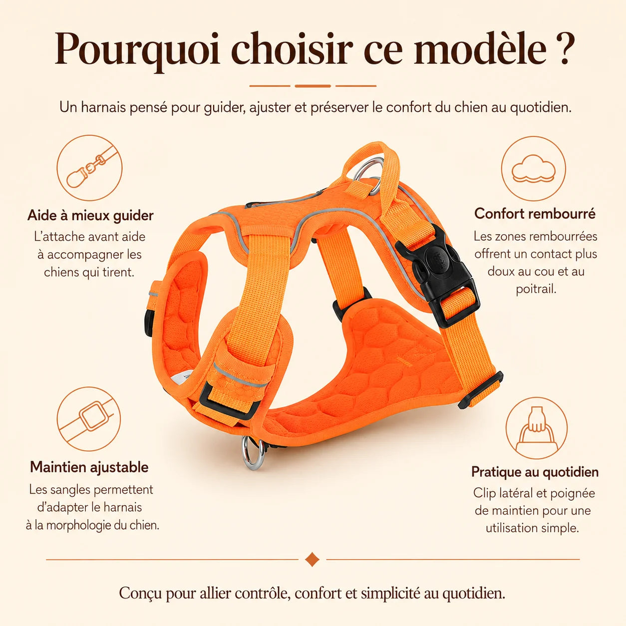 Harnais Chien Anti Traction Réfléchissant